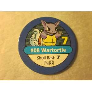 Pokemon Master Trainer 1999 Pokemon Chip Blue #08 Wartortle 7 Skull 