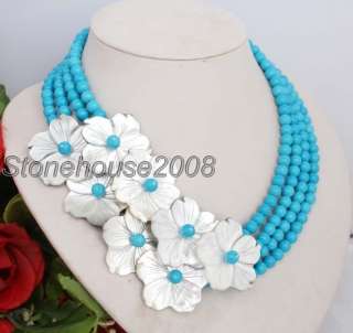 2010 NEW18 21 6mm Turquoise & Shell Necklace  