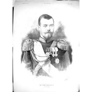  1894 ANTIQUE PORTRAIT LE TZAR NICOLAS II RUSSIA