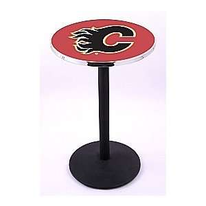  Calgary Flames HBS Pub Table with Black Cast Foot Base 