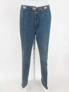 VERTIGO Blue Buckle Detail Flare Leg Denim Jeans Sz 36  