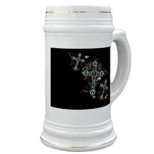  Stein (Glass Drink Mug Cup) Goth Crosses 