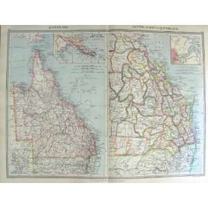  HARMSWORTH MAP 1906 QUEENSLAND AUSTRALIA BRISBANE
