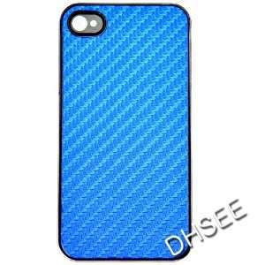  Blue Carbon Fiber Hard Back Cover skin Case for iPhone 4 