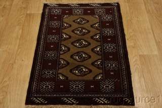 BROWN COLOR 2X4 BALOUCH PERSIAN ORIENTAL AREA RUG NEW WOOL CARPET 