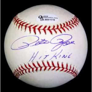  Autographed Pete Rose Ball   with hit King Inscription 