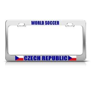 Czech Republic Flag Sport Soccer license plate frame Stainless Metal 