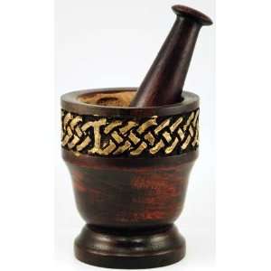  Wooden Celtic Knot Mortar and Pestle Set 
