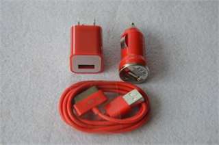   AC Home Wall +Car Charger +Data Cable for iPod Touch 4 iPhone 3GS 4 4S