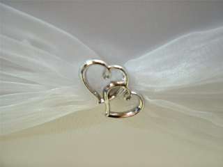   White Satin & Organza Silver Linked Heart Guest Book Wedding  