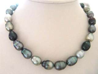 NATURAL MULTI COLOR SS TAHITIAN PEARL NECKLACE 18  