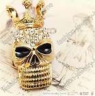 hot cute golden crystal crown skull pin brooch 