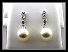 new cultured pearl diamond earrings 18k solid gold re $