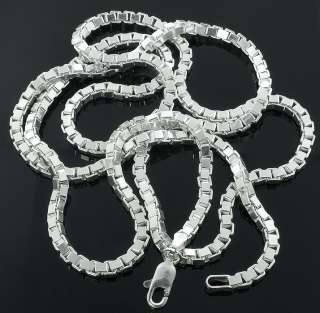   30 Inch Real .925 Sterling Silver 3D Italian Box Chain 3 mm Necklace