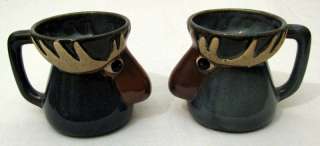 x2) Alaska Canada MAINE Stoneware Moose 10oz Mug Cup  