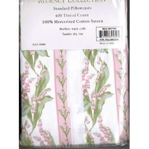  400 Thread count Two Standard Pillowcases Lily of the Valley Pink