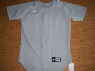 NWT Mens ADIDAS Gray Button Front BASEBALL Jersey Shirt Large  