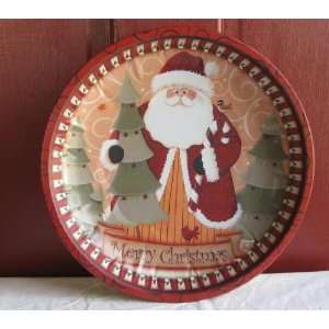  Workbench Merry Christmas Santa 10 inch Tin Dish 