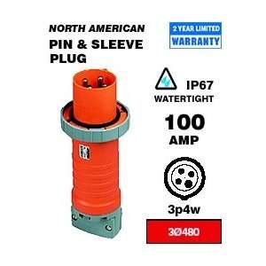   Plug 100 Amp 480 Volt 3 Phase 3P 4W NA Rated   Red