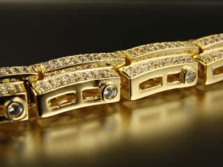MENS YELLOW GOLD FINISH SIMULATED DIAMOND BRACELET  