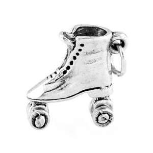   Silver Three Dimensional Roller Derby Roller Skate Charm Jewelry