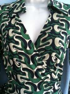 NWT DVF Diane Von Furstenberg Size 8 Wrap Dress 100% Silk Megan Green 