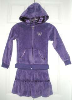 Arizona Girls Purple Velour Hoodie Skort Outfit XL 6X  