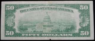 Offered for Sale is this 1929 Series $50 National Currency Note from 