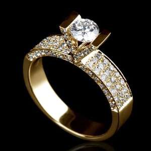  Holyland 2 CT ROUND CUT REAL DIAMOND WEDDING RING 18K Y 