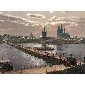  Travel Poster   General view by moonlight Cologne the Rhine Germany 