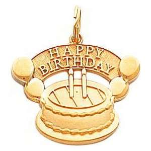  14K Gold Happy Birthday Cake Charm Jewelry