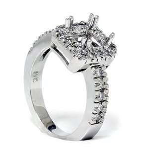   Halo REAL Diamond Engagement Ring Mounting Semi Setting Princess Cut