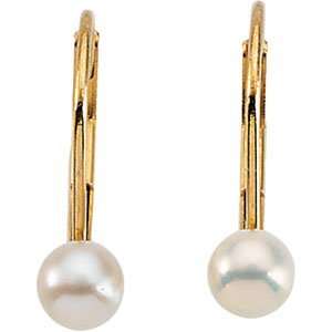   Yellow Youth Lever Back Earring W/Pearl 04.00 mm CleverEve Jewelry