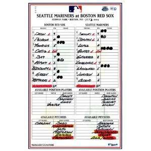  Mariners at Red Sox 7 03 2009 Game Used Lineup Card 