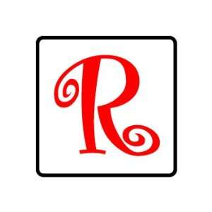  Letter Initial R   Red Black   Window Bumper Laptop Sticker 