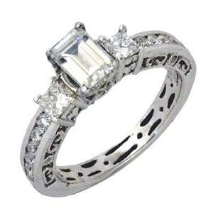  0.73 Ct Princess & Round Cut Diamond Engagement Ring 
