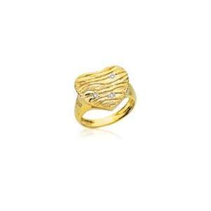  0.02 Cts Cubic Zircon Heart Ring in 14K Yellow Gold 7.0 