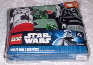 Toddler Boys 3 Brief Pack Lego Star Wars Cotton 2T 3T  