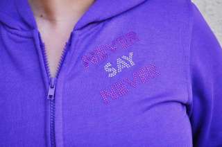 NWT JUSTIN BIEBER NEVER SAY NEVER PURPLE HOODIE HARD TO FIND TOP 