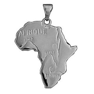 Sterling Silver Africa Afrique Continent Map Pendant