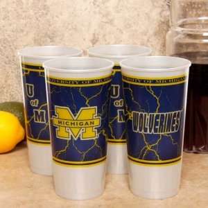  Michigan Wolverines 4 Pack 24oz. Plastic Souvenir Cups 