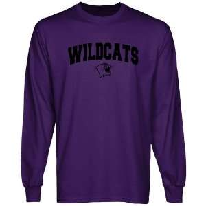  Northwestern Wildcats Purple Logo Arch Long Sleeve T shirt 