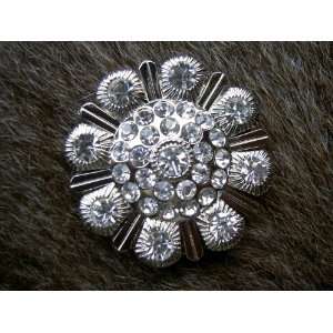    4 FLOWER SHAPED WITH SILVER CRYSTALS CONCHOS 