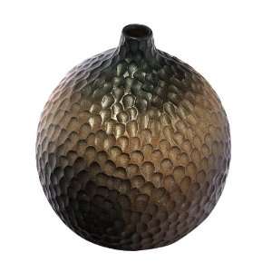   Brown Terracotta Gourd Vase With Dimple Design