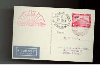 1931 Germany Graf Zeppelin real picture postcard Cover Polar Flight LZ 