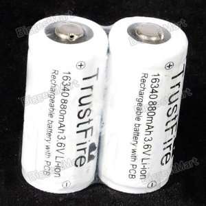  TrustFire Protected 16340 880mAh 3.6V Rechargeable Li Ion 