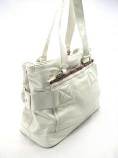 White Faux Patent Leather Purse Handbag Notebook Bag  