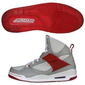 Mens Jordan Flight 45 High Basketball Shoes Medium Grey/Varsity Red 