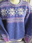 Icelandic Design Sweater Womens Periwinkle/Lilac/Cream Ski Style Wool 