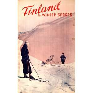  1930s Finland for winter sports Ski Poster